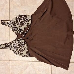 Q women's It Figures brown 1 piece plus size swimsuit 24W